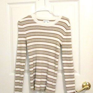 Nine West Size Medium Tan Striped Sweater